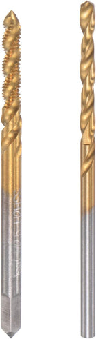 M2.5 x 0.45 Spiral Flute Tap and 2.1mm Twist Drill Bit Set, Metric Titanium Plated 6542 High Speed Steel Machine Threading Screw Thread Tap Drilling Tool