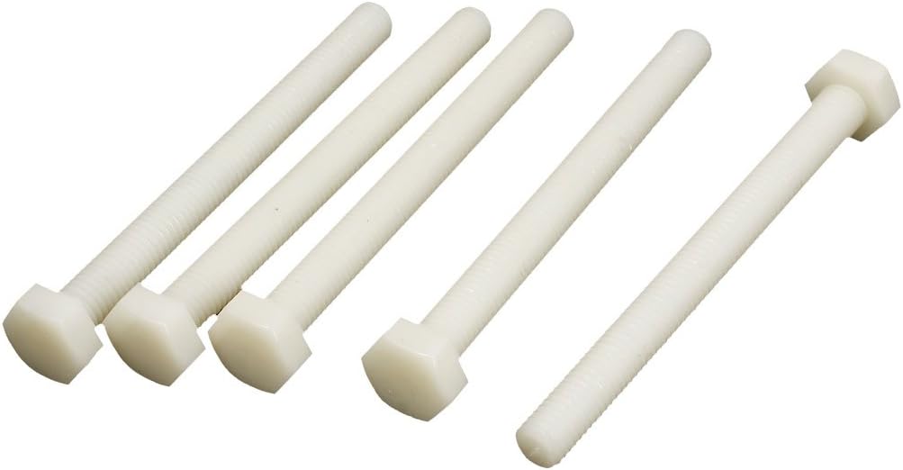 M10x100mm Full Thread 1.5mm Pitch Nylon Hex Head Cap Screw Bolt 5 Pcs