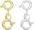 LinkMejor 2 Set Double Spring Clasp, 6mm/0.24" Silver Round Open Spring Ring Clasps Connectors for DIY Necklace Bracelets Jewelry Making, SilverTone/Gold Tone