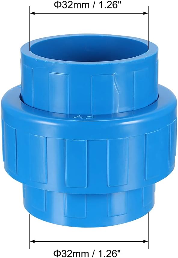 32mm x 32mm Fitting in PVC per Tubo Connessione Solvente Socket Rapido Connettore Blu