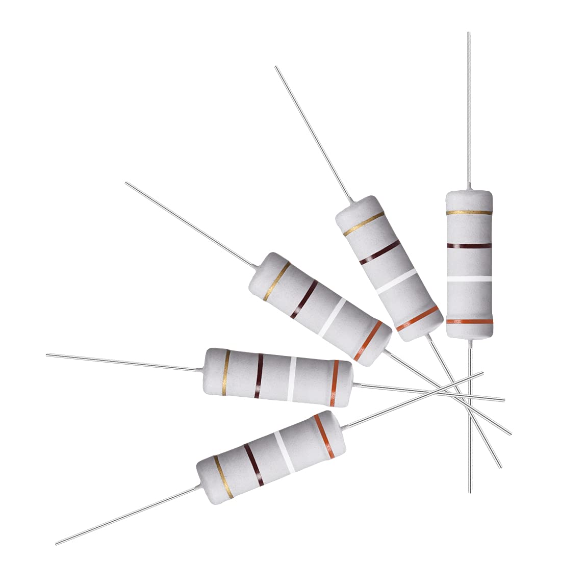 10Pcs 390 Ohm Resistor, 5W 5% Tolerance Metal Oxide Film Resistors, Axial Lead, Flame Proof for DIY Electronic Projects and Experiments