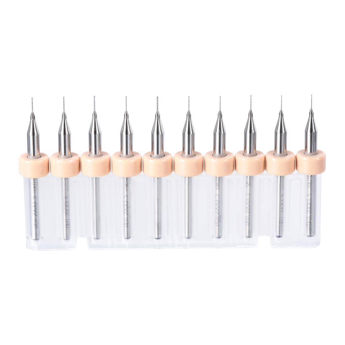 PCB Drill Bits 0.2mm Tungsten Carbide Rotary Tool Jewelry CNC Engraving Print Circuit Board Micro Drill Bits 1/8 Inch Shank 1 Set (10 Pcs)