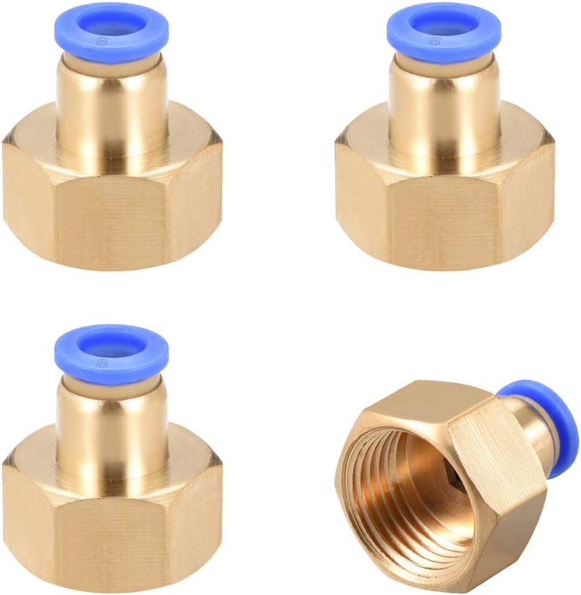 Push to Connect Tube Fitting Adapter 8mm Tube OD x G1/2 Female Straight Pneumatic Connecter Connect Pipe Fitting 4pcs