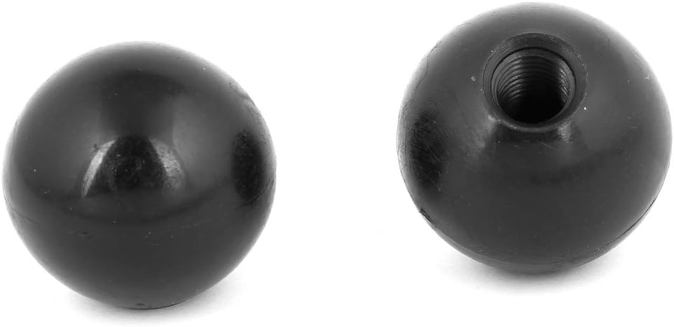 Black Plastic Round 40mm Diameter 12mm Threaded Ball Lever Knob 2 Pcs