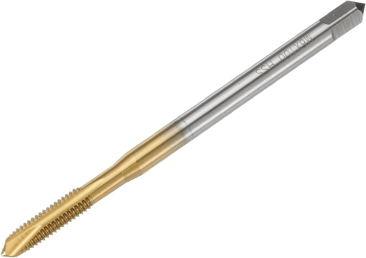 M6 x 1 H2 Metric Spiral Point Thread Tap, 100mm (4") Extra Long Screw Tap Threading Tapping Tool, Titanium Coated 6542 High Speed Steel Machine Taps Tapping Bit