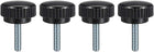 M8 x 25mm Metric Male Thread Knurled Clamping Knobs Grip Thumb Screw on Type Plastic Threaded Hand Bolt Knobs Black 4 Pcs