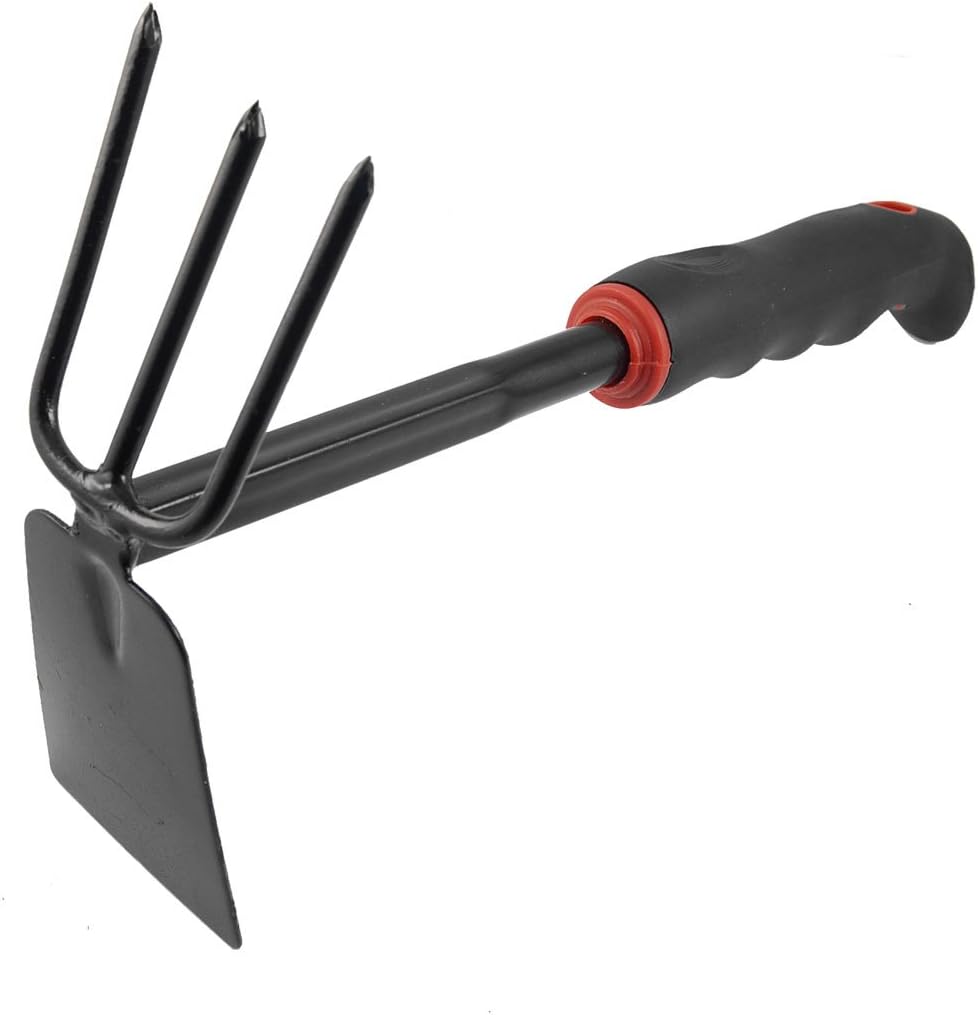 Rubber Handle Rake Hoe Garden Yard Hand Tool Black