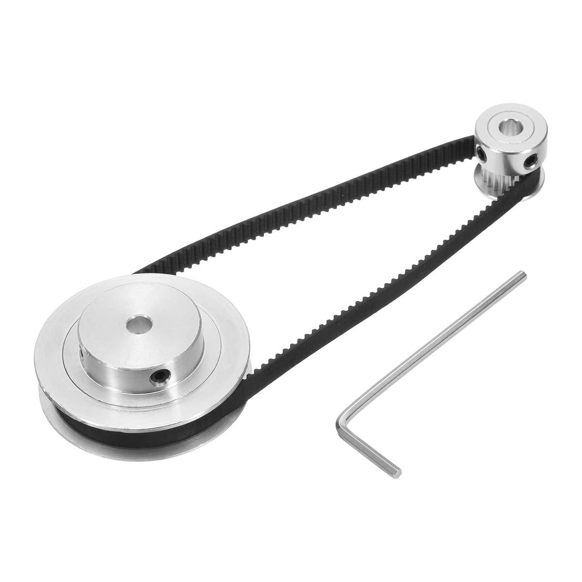 GT-2 Synchronous Wheel 20&60 Teeth 5mm Bore, Aluminum Alloy Timing Pulley Wheel with 1Pcs Length 280mm, Width 6mm Belt for 3D Printer, CNC Machine (20-60T-5B-6)