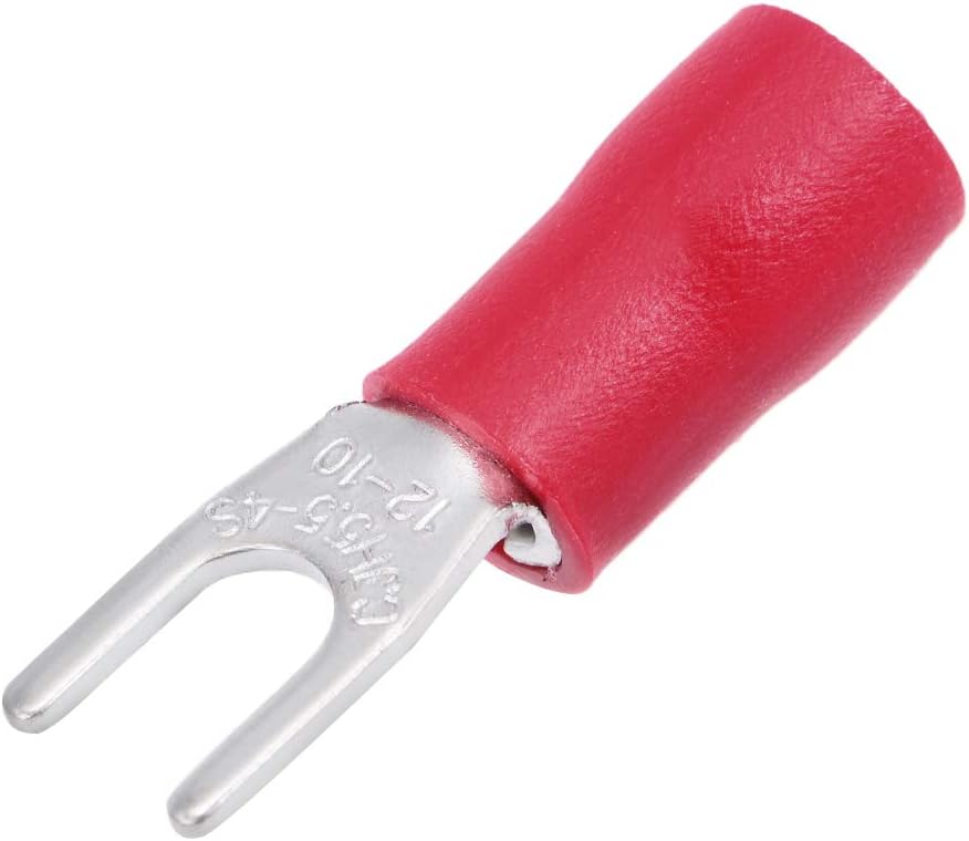 50Pcs SV5.5-4S Insulated Fork Spade U-Type Wire Connector Electrical Crimp Terminal 12-10AWG Red