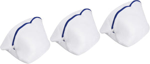 3Pcs Schuhwäschesack, 17.7 x 11.8 Zoll Maschendrahtgitter Wäschesäcke für Waschmaschine, Turnschuhe, Pantoffeln, Delikat, Unterwäsche, Weiß/Blau