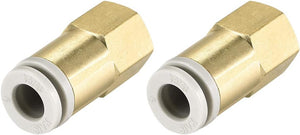Push to Connect Tube Fittings 6mm Tube OD x 1/8 PT Female Straight Pneumatic Connector Pipe Fitting Golden Tone 2Pcs
