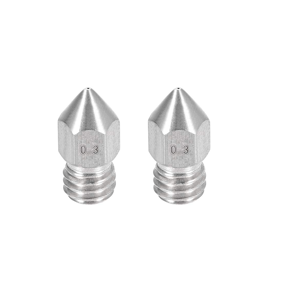 2pcs 3D Printer Nozzle,Stainless Steel Nozzle 0.3mm,Extruder Print Head M6