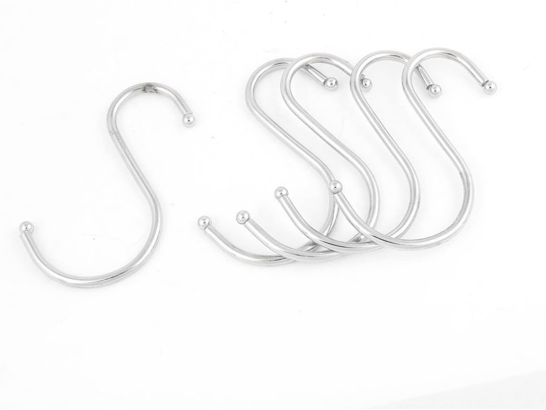 5 Pcs Kitchen Stainless Steel Hanger S Shape Hook Silver Tone