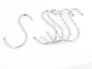 5 Pcs Kitchen Stainless Steel Hanger S Shape Hook Silver Tone