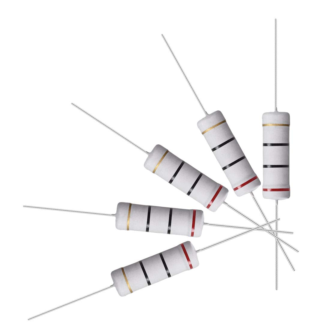 10Pcs 20 Ohm Resistor, 5W 5% Tolerance Metal Oxide Film Resistors, Lead, Flame Proof for DIY Electronic Projects and Experiments