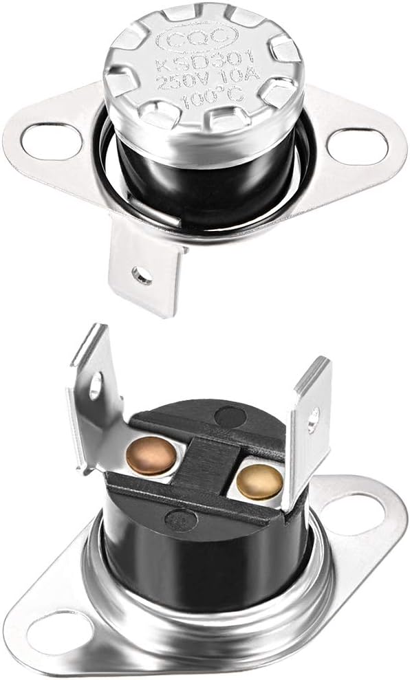 KSD301 Thermostat 100°C/212°F 10A Normally Open N.O Adjust Snap Disc Temperature Switch for Microwave Oven Coffee Maker 2pcs