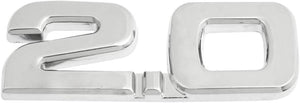 Car Autos Alloy 2.0 Decal Emblem 3D Badge Sticker Decoration Silver Tone
