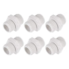 Pipe Fitting, G1/2 Male Thread, Hex Nipple Tube Adaptor Connector Hose Connector, for Water Tanks, PVC Plastic, White, Pack of 6