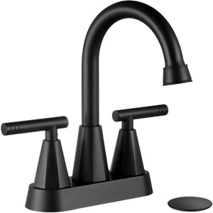 LinkMejor Matte Black Badezimmerarmaturien, Mittelarmaturien für Badezimmer, 4 Zoll