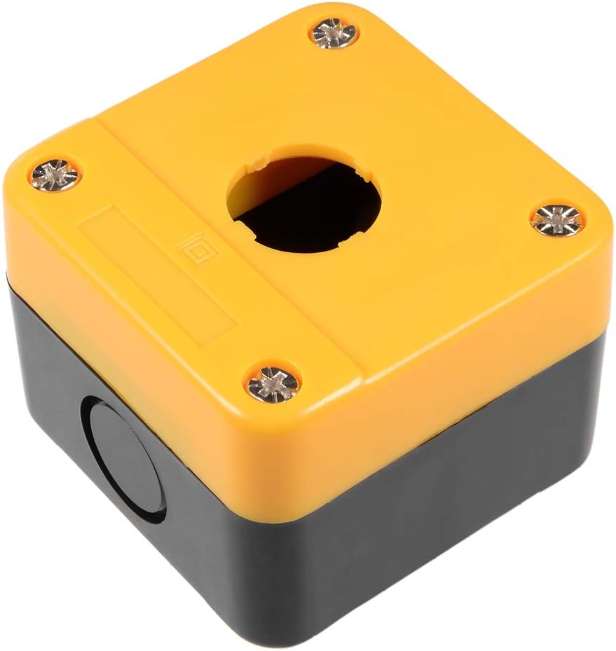 Push Button Switch Control Station Box 22mm 1 Button Hole Waterproof Yellow and Black