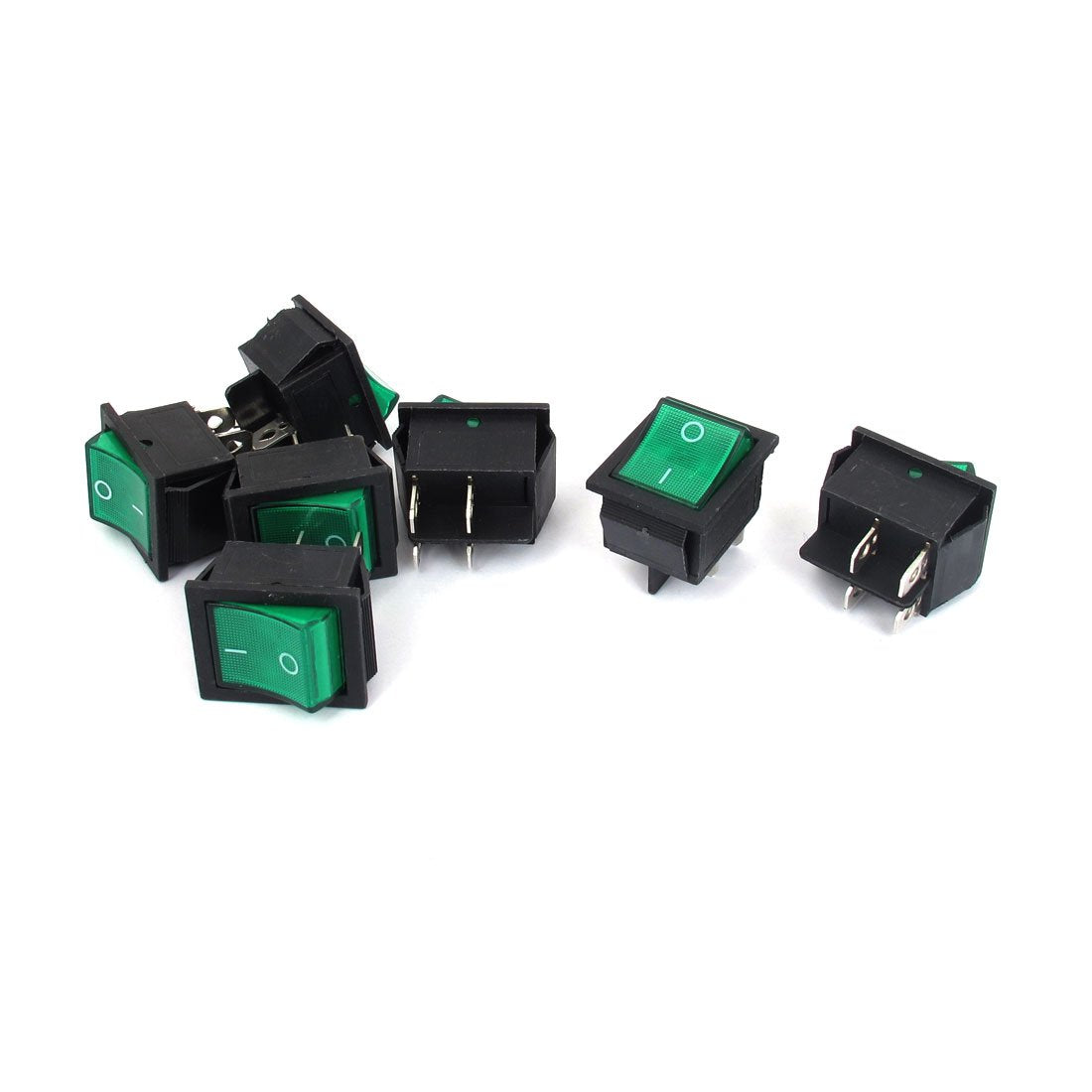 a15062500ux0464 Light Square DPST Rocker Toggle Switch, 7 Piece, AC250V, 16 Amp/AC125V, 20 Amp, Green