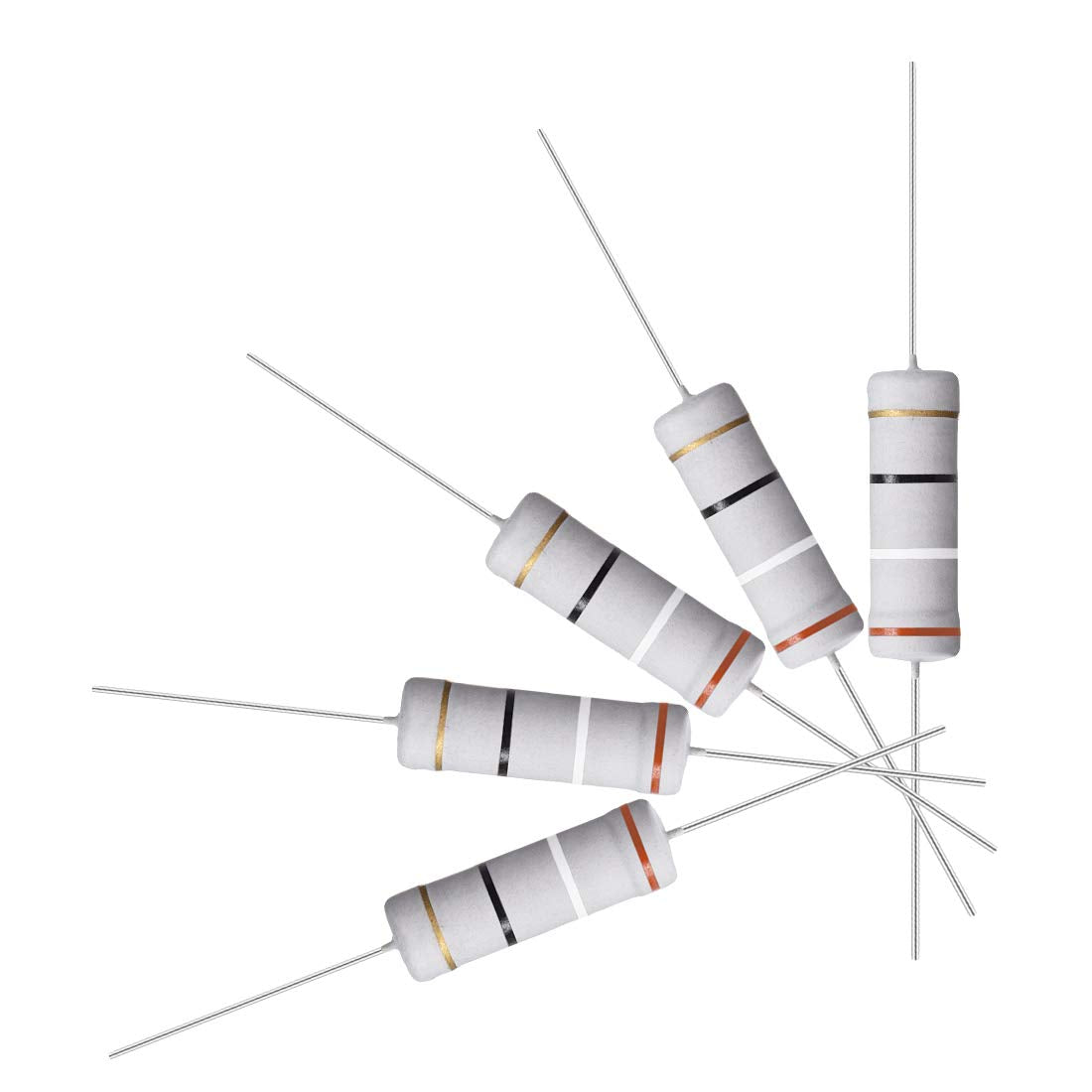 10Pcs 39 Ohm Resistor, 5W 5% Tolerance Metal Oxide Film Resistors, Lead, Flame Proof for DIY Electronic Projects and Experiments