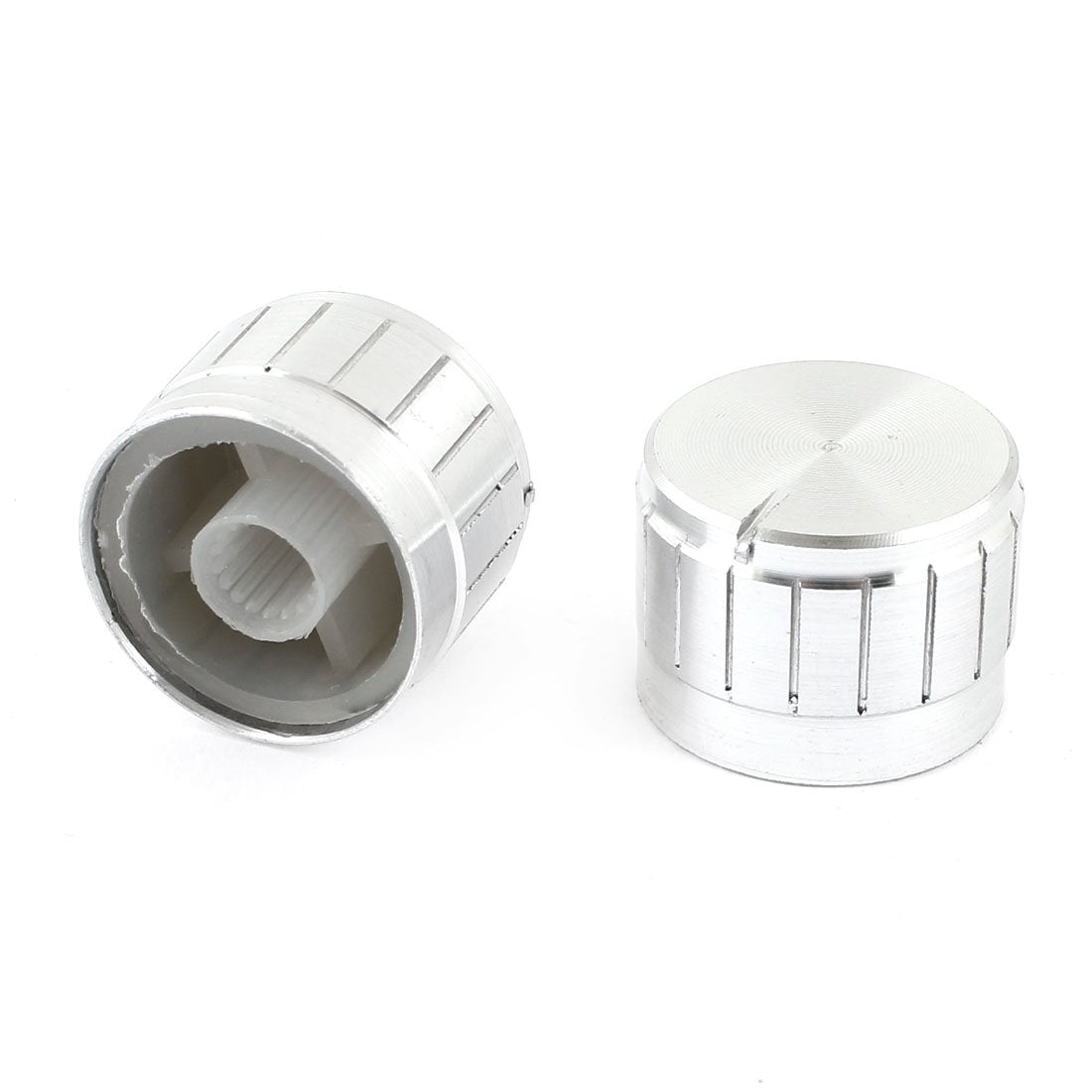 a14071400ux0767 2 Piece Silver Tone Volume Control Aluminum Potentiometer Knobs Caps, 23 mm x 17 mm