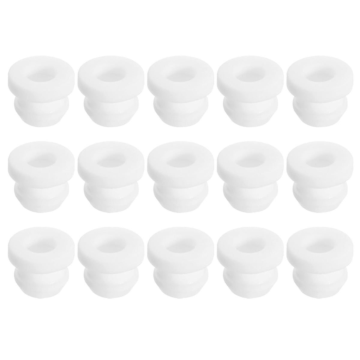 15Pcs Rubber Grommets 8mm Drill Hole, 5.5mm ID Hole Top Hat Grommet White Silicone Rubber Hole Plug Gasket for Wiring, Automotive