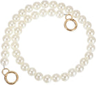 Imitation Pearl Purse Strap, 24" Pearl Crossbody Chain Strap with Spring Buckle Handbag Purse Chain Replacement Beaded Strap for DIY Handbag Hang Bag Accessories, 16mm Gold