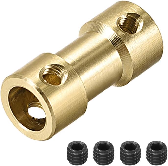 2mm to 6mm Bore Rigid Coupling, 20mm Length 9mm Diameter, Copper Shaft Coupler Connector, Brass Tone 4Pcs