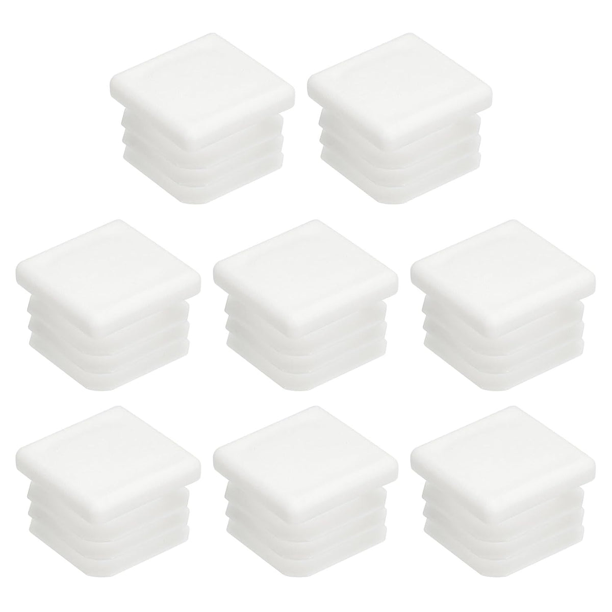 8Pcs 20mmx20mm(0.79inch) Plastic Tubing Plug Square Post End Caps for Handrail Stair Newel Guardrail Tube White