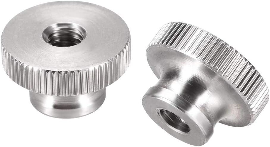 Knurled Thumb Nuts, 2Pcs M6x1mm 304 Stainless Steel Round Knobs Fasteners for 3D Printer Parts, Silver Tone