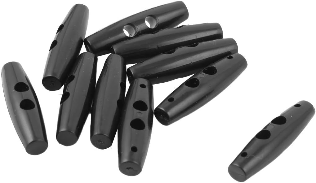 LinkMejor Plastic 2 Holes Scrapbooking Sewing Toggle Buttons Adjustive Lock 10pcs Black