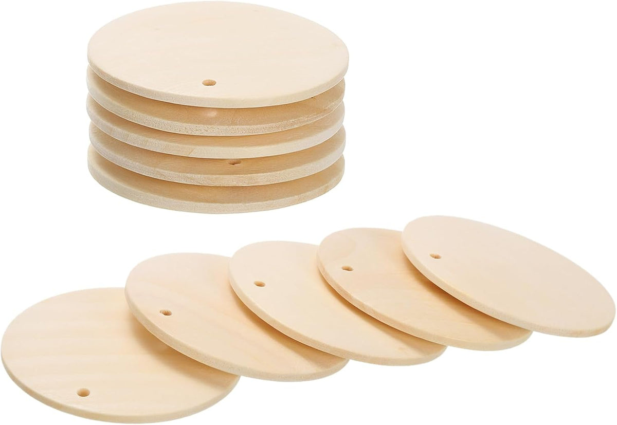 Round Wooden Discs, 12Pcs 50mm - Log Unfinished Wood Circles with Holes, Wood Ornaments for Crafts, DIY Jewelry Accessories, Birthday Board Tags