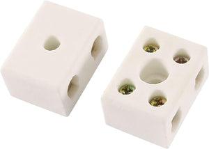 2 Way 15A Ceramics Terminal Blocks High Temp Porcelain Ceramic Connectors 2pcs