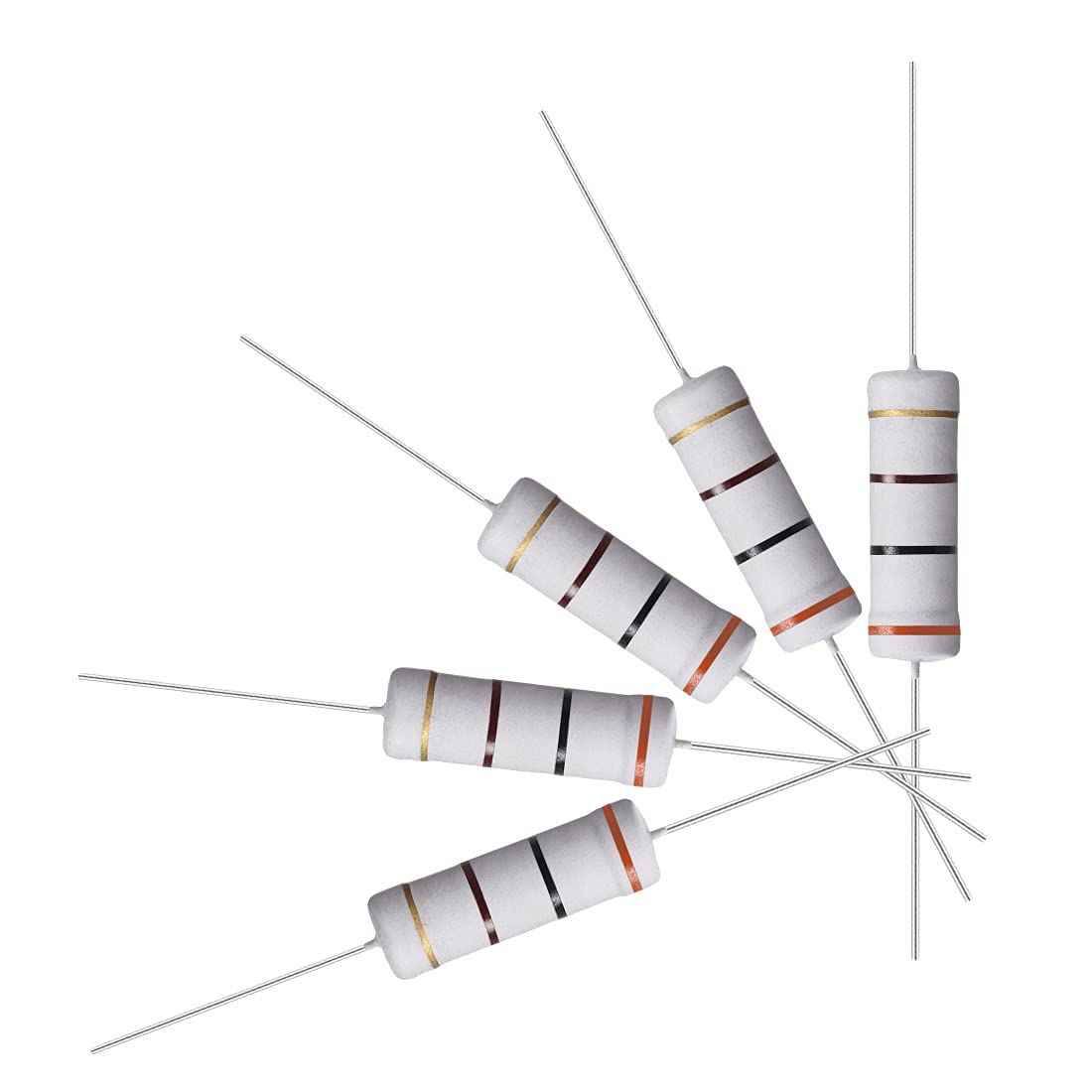30Pcs 300 Ohm Resistor, 5W 5% Tolerance Metal Oxide Film Resistors, Axial Lead, Flame Proof for DIY Electronic Projects and Experiments