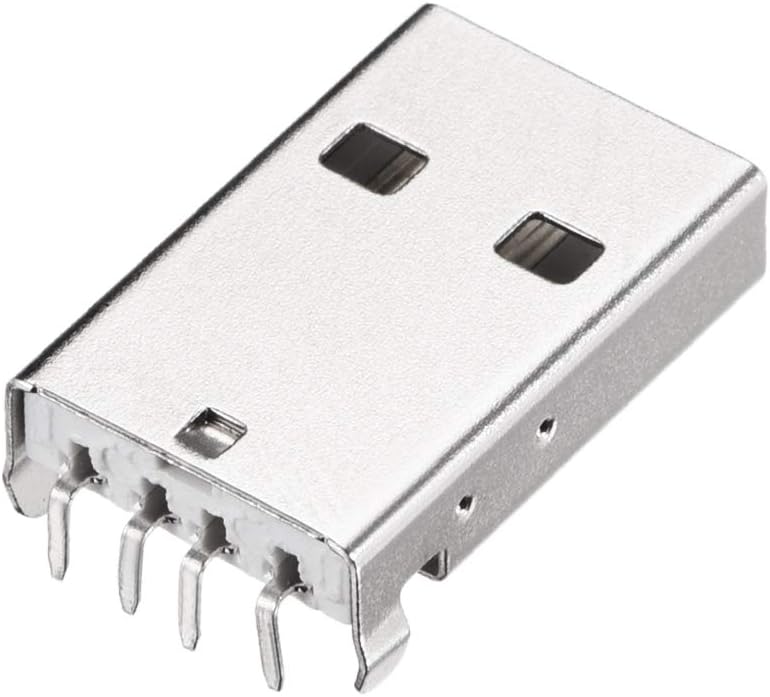 PCB USB Connector A Type 2.0 Male Jack 90 Degree Bend Foot 20Pcs