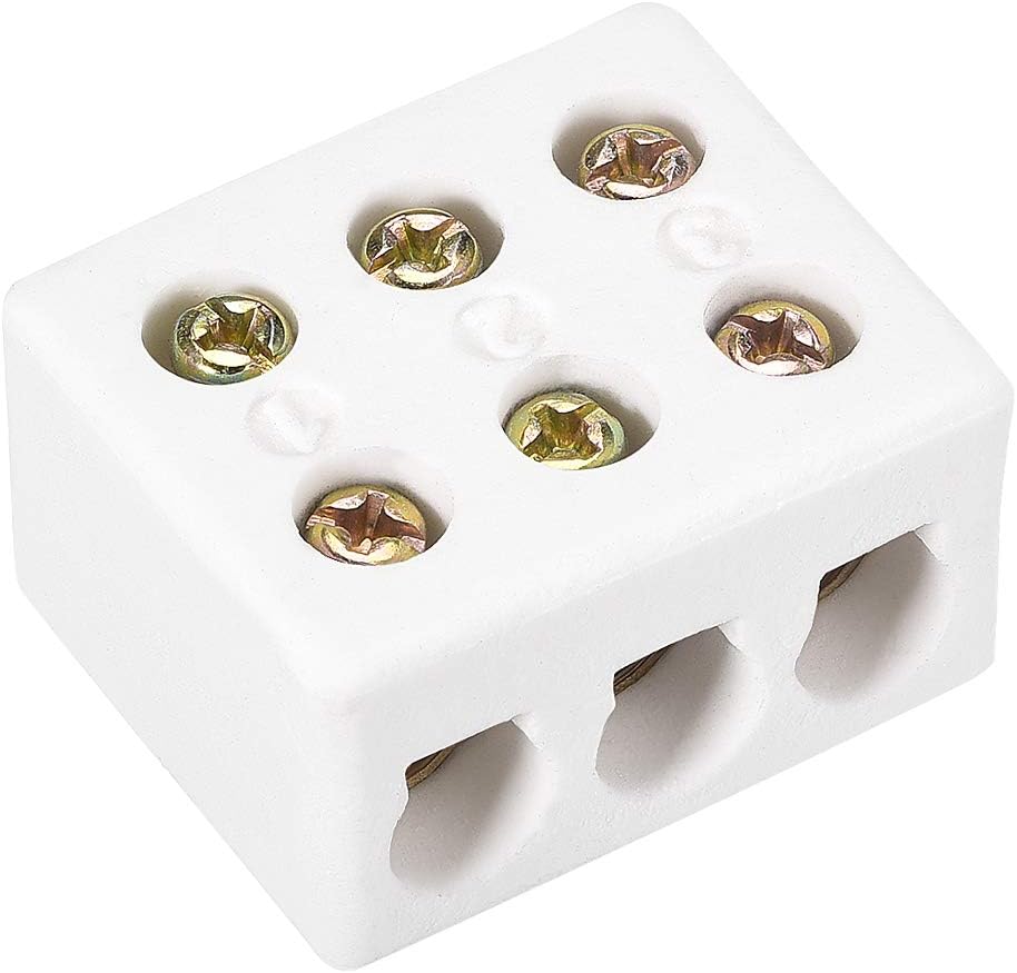 3 Way 6 Hole Ceramics Terminal Blocks High Temp Porcelain Ceramic Connectors
