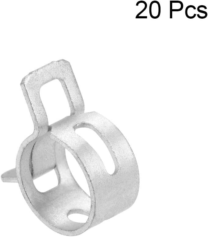 Bandklemme für Sprungband 17mm Innendurchmesser passend für 17,5-18,2mm OD Schlauch Kraftstoffleitung Silikonrohr Clips Klemme Silber Manganstahl 20Stück