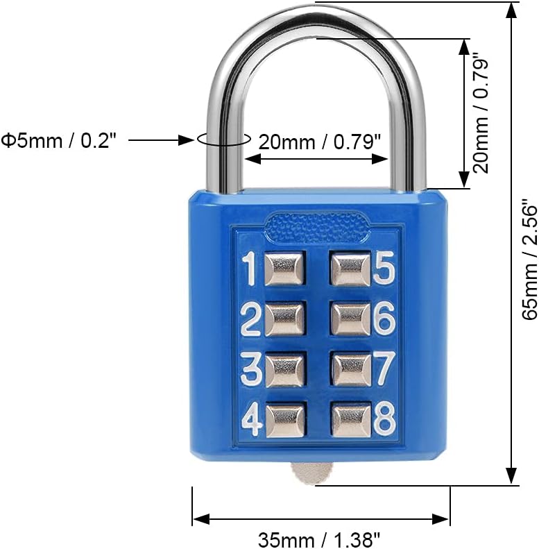 8-Stelligen Kombinationszylinder für Schranktür, blau