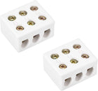 3 Way 6 Hole Ceramics Terminal Blocks High Temp Porcelain Ceramic Connectors 2pcs