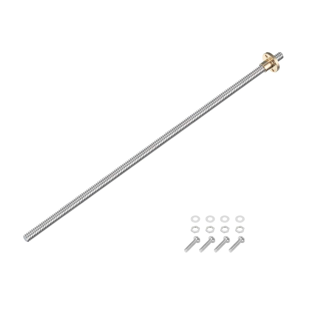 345mm / 13.5 Inch Tr8x8 Stainless Steel Lead Screw with T8 Brass Nut - [ Acme Thread, 2mm Pitch, 8mm Lead ] for 3D Printer Z Axis, CNC Machine