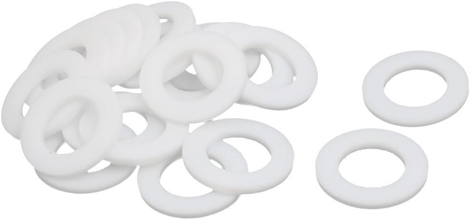 24mmx14mmx2mm PTFE Flat Washer Flange Gasket White 20pcs