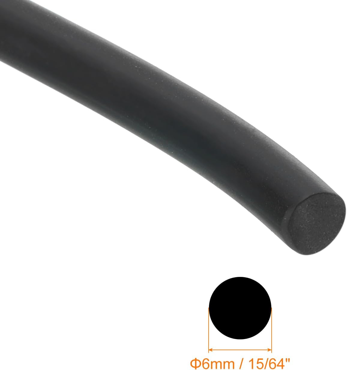 Nitrilgummi-Runddichtstreifen, 7mm(9/32") Durchmesser, 2 Meter (6.56Ft) lang, hartes festes Gummiabdichtungsband für DIY Dichtungen, Industrieanlagen und Möbel