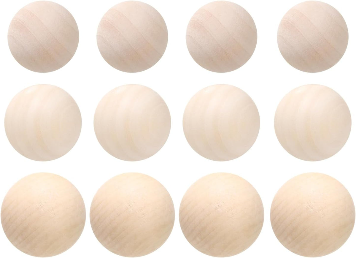 Wooden Round Balls 1-1/4", 1-3/8", 1-5/8" Unfinished Small Wood Balls, Natural Wood Spheres for Crafts, Arts and DIY Project