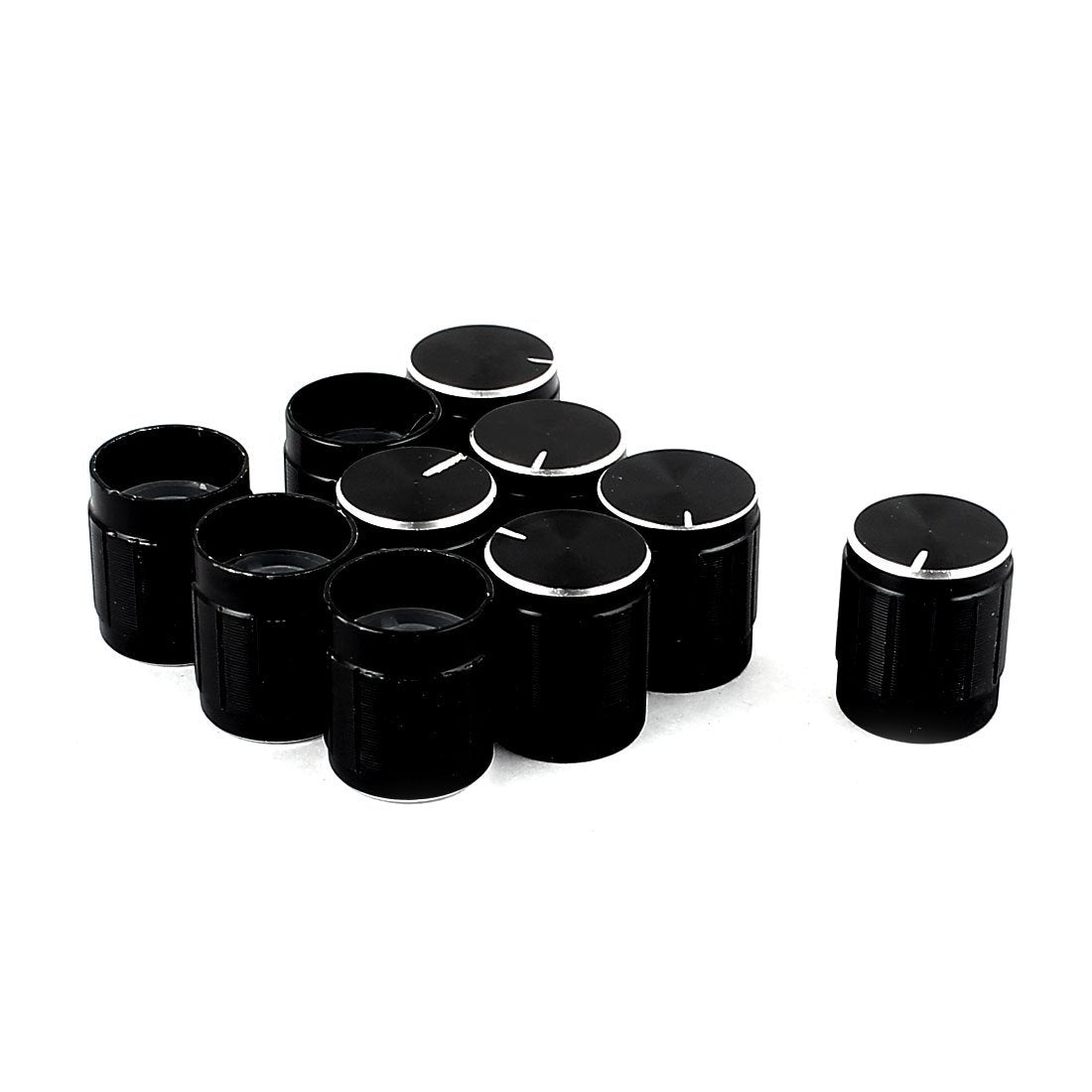 a15091000ux0971 10 Pcs Metal 6 mm Knurled Shaft Potentiometer Control Knob, Black