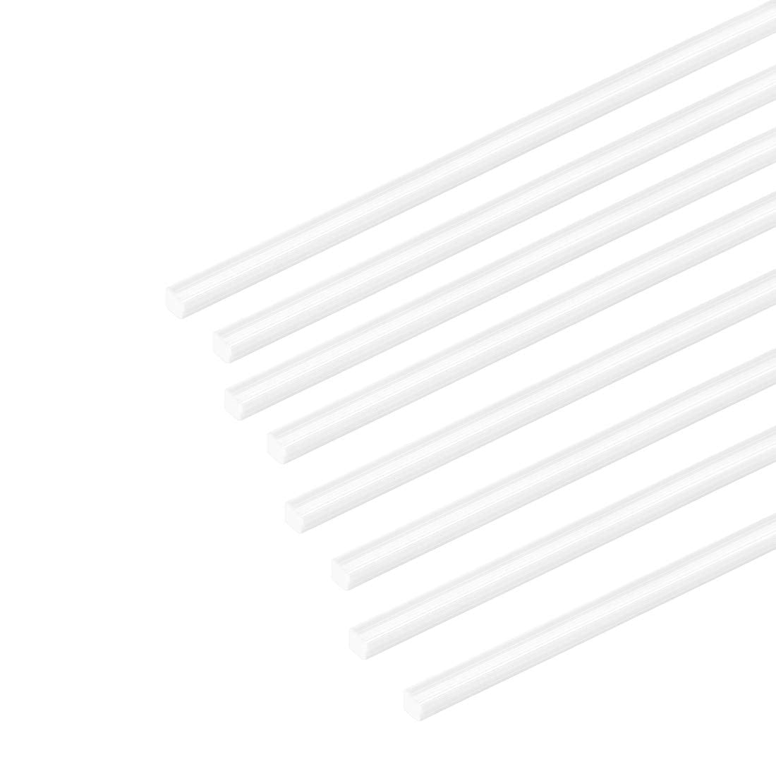 8pcs ABS Plastic Square Bars Rod 2mm×2mm×10inch for Architectural Model Making DIY White