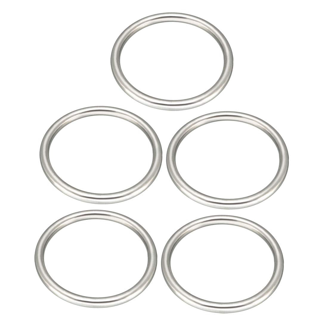 LinkMejor 5 Pcs Multi-Purpose Metal O Ring Buckle Welded 60mm x 50mm x 5mm for Hardware Bags Ring Hand DIY Accessories