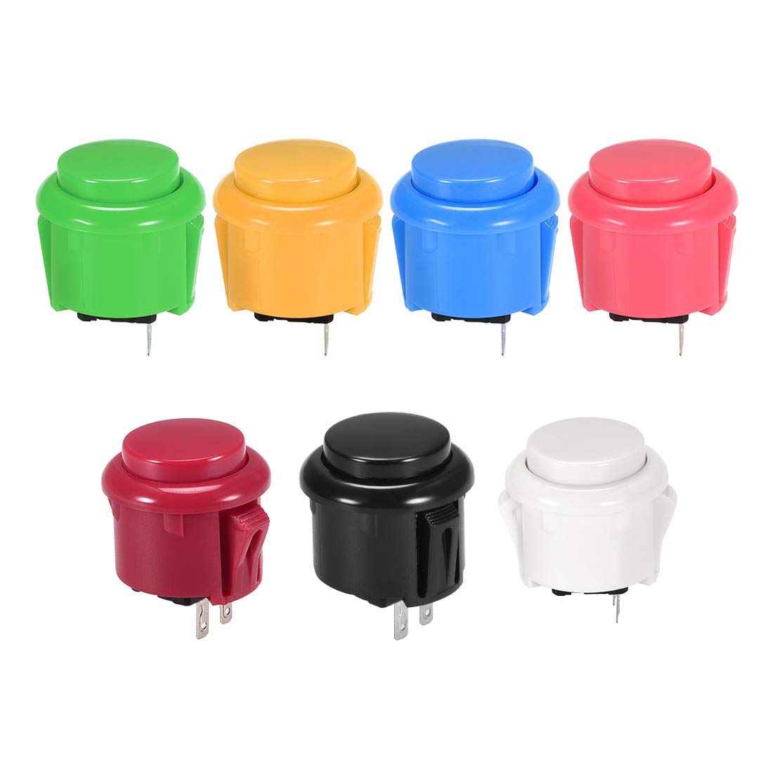 23mm Mounting Hole Momentary Game Push Button Switch Round for Arcade Video Games 7 Colors 14pcs