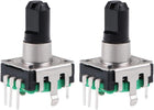 360 Degree Rotary Encoder Code Switch Digital Potentiometer 5 Pins 14.3mm D-Shaft Green 2pcs